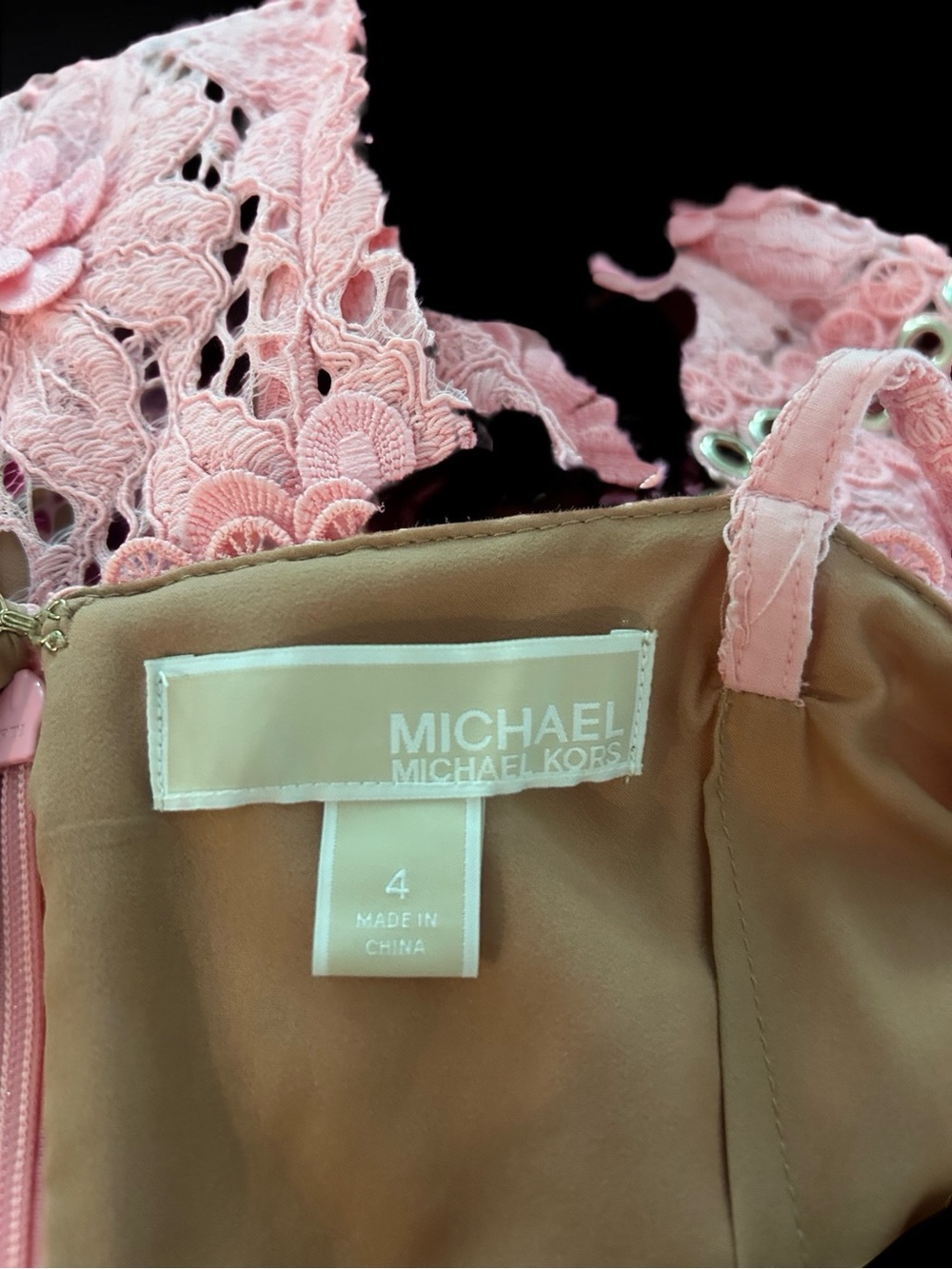 Michael Kors Coral Lace Floral Appliqué Sundress - Picture 8 of 9